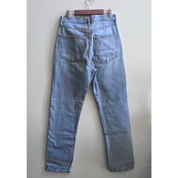 AGOLDE High Rise Straight Leg Blue Jeans Women's 25  Light Wash Distressed - Picture 4 of 13